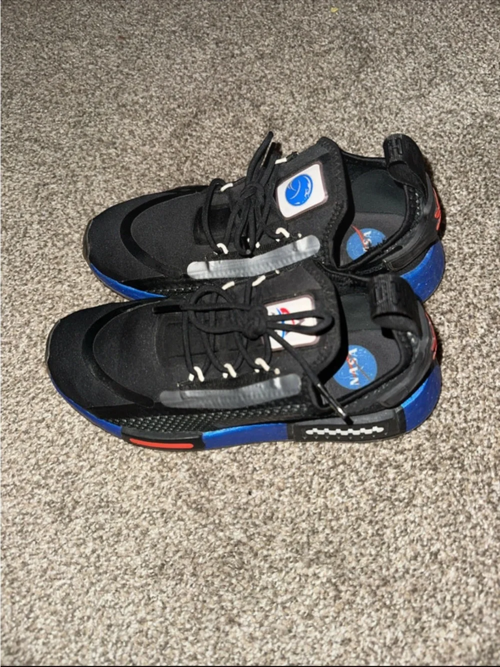 adidas Kids Black and Blue Lace-Up Sneakers
